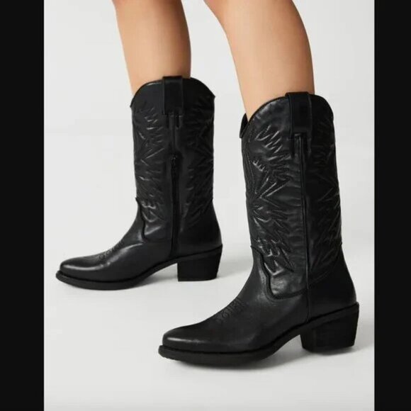 Steve Madden Shoes - Steve Madden Hayward Women's Black Western Leather Boots Sz 9